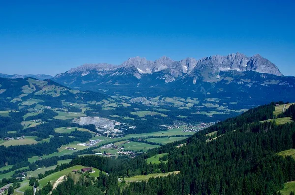 Vista Wilder Kaiser Kitzbuher Kitzbuhel Áustria Agosto 2013 — Fotografia de Stock