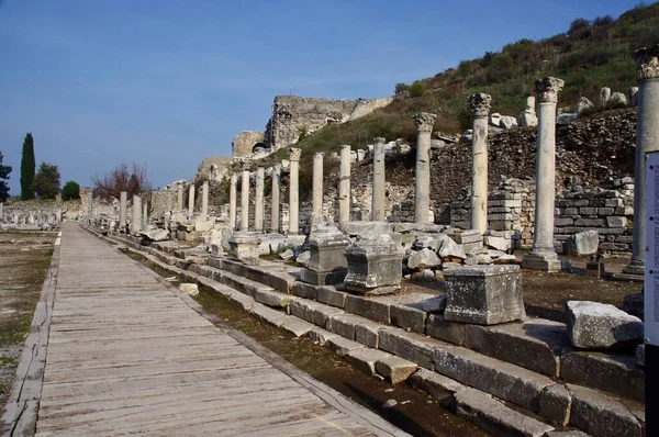 Antike Steinsäulen Historischen Ephesus Ephesus Türkei November 2014 — Stockfoto