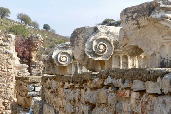 Tarihi Efes Teki Antik Oymalar Efes Türkiye Kasım 2014 — Stok fotoğraf