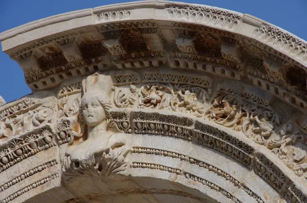 Ancient Carvings Historic Ephesus Ephesus Turkey November 2014 — Stock Photo, Image