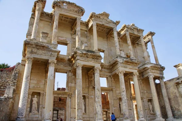 Celsus Kütüphanesi 110 Yılından Kalma Antik Bir Roamn Binası Efes — Stok fotoğraf