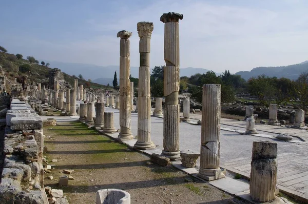 Straßenszene Und Uralte Straßen Antiken Ephesos Ephesus Türkei November 2014 — Stockfoto