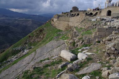 The Ancient City of Pergamon 'daki amfitiyatro. Bergama, zmir, Trkiye, 18 Kasım 2014. 