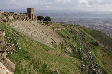 The Ancient City of Pergamon 'daki amfitiyatro. Bergama, zmir, Trkiye, 18 Kasım 2014. 