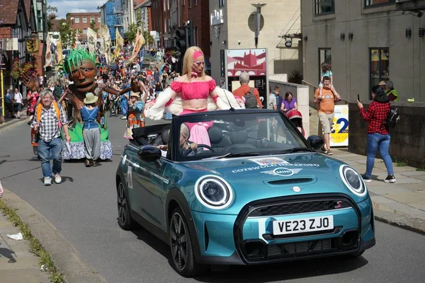 Drag Queen Leder Hereford Street Carnival Hereford Storbritannien Augusti 2023 — Stockfoto