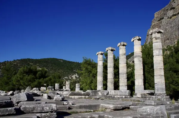 Antike Säulen Tempel Der Athena Polias Von 350 330 Chr — Stockfoto