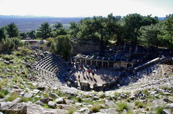 Das Priene Antik Tiyatro Ein Amphitheater Tempel Der Athena Polias — Stockfoto