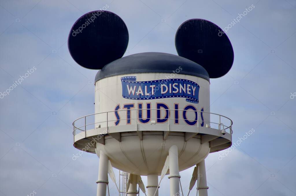 Walt Disney Studios sign at Disneyland Paris. Paris, France, August 13, 2012.