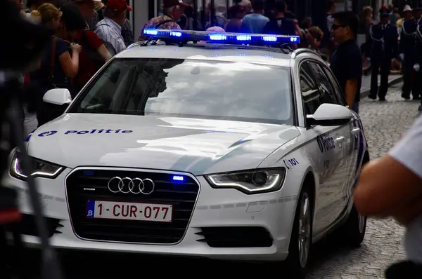 Belgischer Audi Polizeiwagen Brügge Belgien August 2012 — Stockfoto