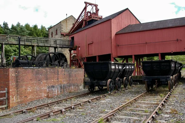 1900年代的煤矿坑与火车头 Beamish Stanley August 2010 — 图库照片