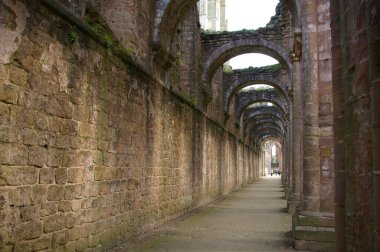 Fountains Abbey, North Yorkshire 'daki harabe bir manastır. Aldfield, Ripon, İngiltere. 28 Ağustos 2010. 