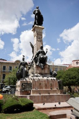 Plaza Murillo 'daki Monumnet' ten Pedro Domingo Murillo 'ya. La Paz, Bolivya, 10 Ekim 2023. 