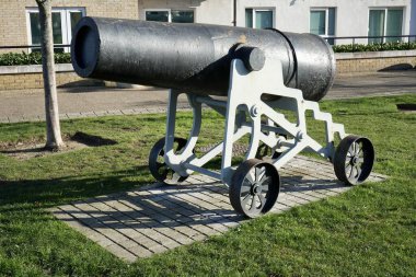 Woolwich Arsenal 'de vintage Ships Cannon. Woolwich, Londra, İngiltere, 19 Ocak 2024. 