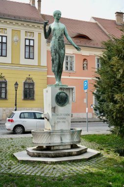 Kazinczy Ferenc Emlekenek 'in 1831-1931 yıllarındaki heykeli. Buda, Budapeşte, Macaristan, 27 Şubat 2024. 