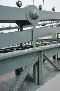 Szchenyi Zincir Köprüsü 'nün Metal İnşaat detayları 1849' da açıldı. Budapeşte, Macaristan, 27 Şubat 2024. 