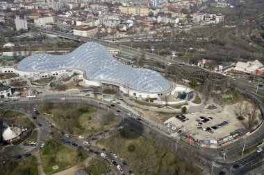 Balon Uçuşu Balonu 'ndan Arial View of The Biodome (Biyodum), Budapeşte, Macaristan, 29 Şubat 2024. 