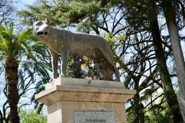 WW1 War Memorial, Romulus and Remus, in Plaza Italia. Mendoza, Argentina, October 19, 2023.  clipart