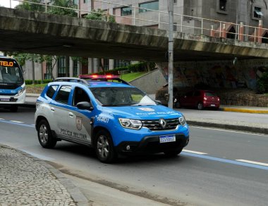 Renault Polis Aracı Rio de Janeiro, Brezilya, 27 Ekim 2023. 