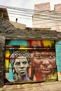 Bright and Colourful street art in Lapa close to the Selaron Steps, Rio de Janeiro, Brazil, October 27, 2023.  clipart
