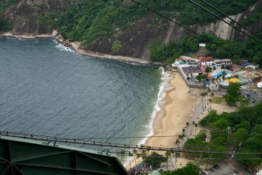 Sugarloaf Dağı 'ndan (Praia Vermelha) Red Beach' in Arial manzarası. Rio de Janeiro, Brezilya. 27 Ekim 2023. 