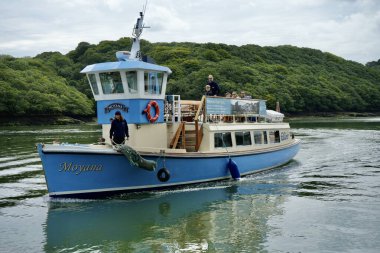 The 18m pleasure craft Moyana on The River Fal. Trelissick, Cornwall, England, UK. July 21, 2024.  clipart