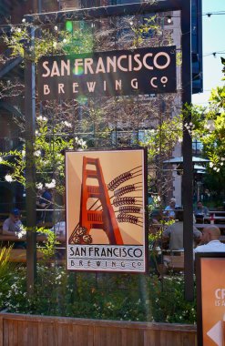 Signage for The San Francisco Brewing Co. San Francisco, California, USA. September 2024.  clipart