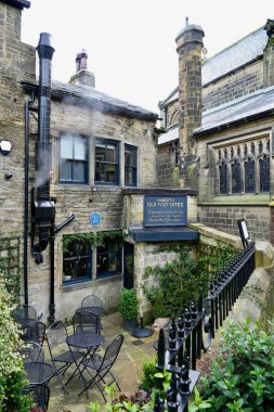 The rear of Haworth Old Post Office, as used by The Bronte sisters. Haworth, Keighley BD22, UK. November 2024.  clipart