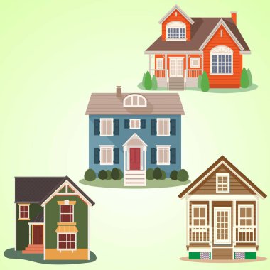 Evleri ve pencereleri olan ev. vektör illüstrasyonu