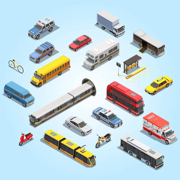 stock vector isometric cars, vector illustration