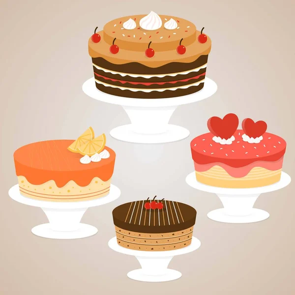 赤いクリームのケーキのベクトルイラスト — ストックベクタ