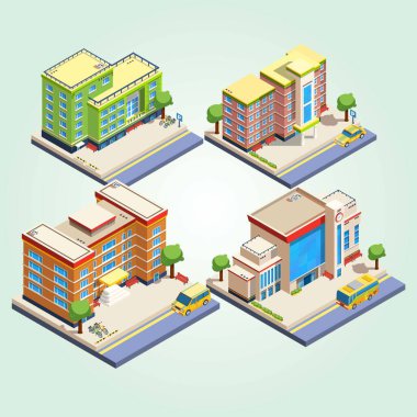 Modern bina ve şehrin vektör illüstrasyonu