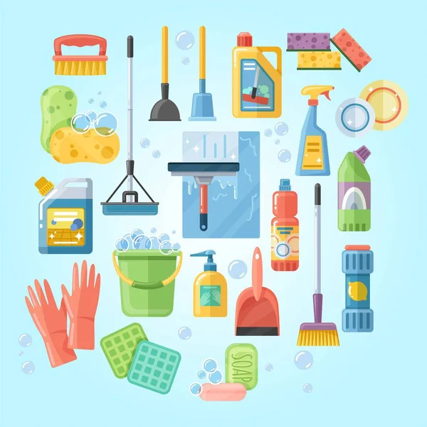 Koncepcja Usługi Sprzątania Wektorem Sprzętu Gospodarstwa Domowego Ilustracja — Wektor stockowy
