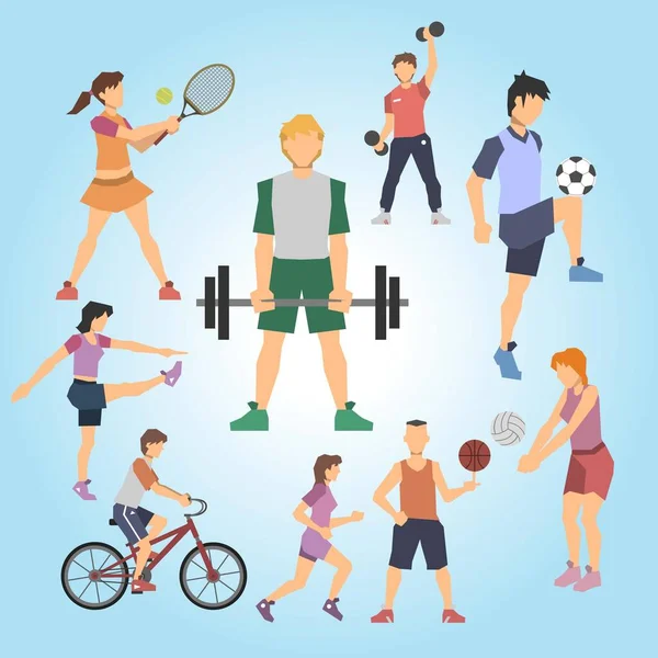 Groep Mensen Fitness Sport Vector Illustratie — Stockvector
