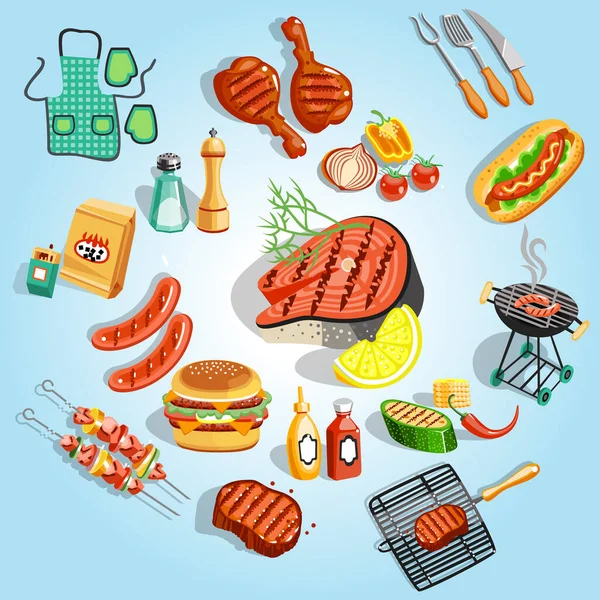 Zestaw Ikon Żywności Ilustracja Wektora — Wektor stockowy