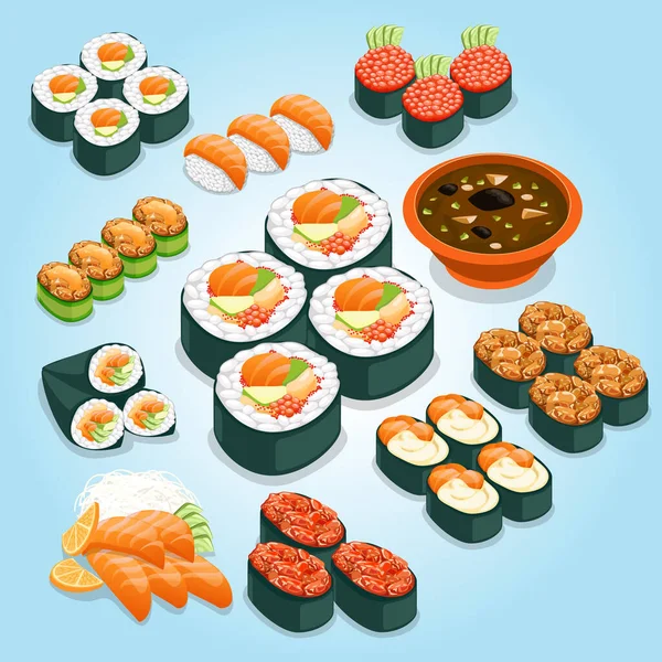 Set Sushi Ilustración Vectorial — Vector de stock