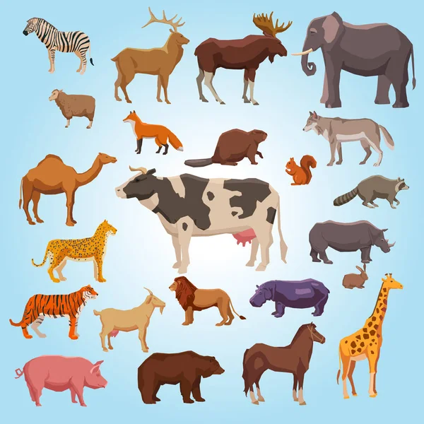 Conjunto Animales Diferentes Ilustración Vectorial — Archivo Imágenes Vectoriales
