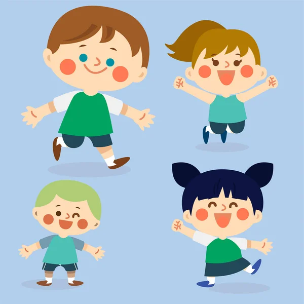Cute Little Boy Different Poses — Stock Vector