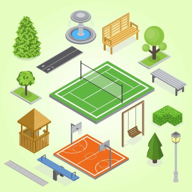 spor ve park, oyun alanı, spor, eğlence, oyun, stadyum, sokak, şehir manzarası, vektör