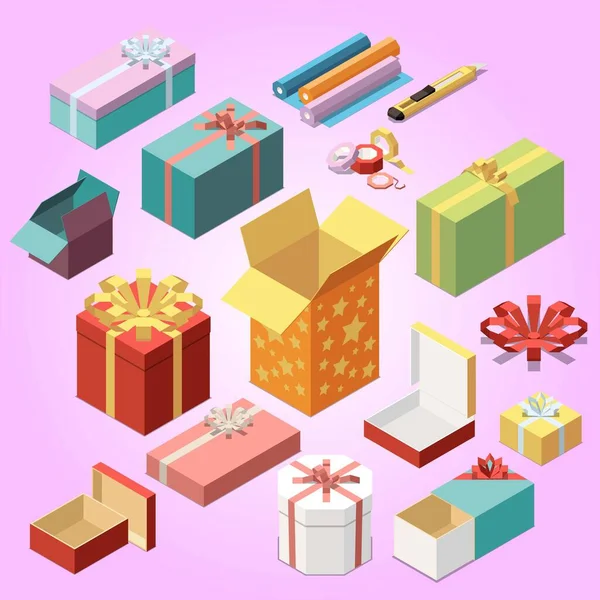 Geschenkboxen Mit Geschenken Und Weihnachtsdekoration Vektorillustration — Stockvektor