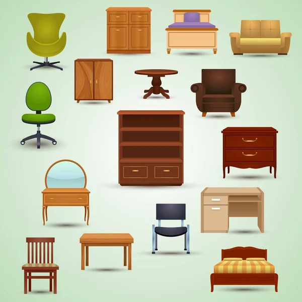 現代的な家具のセットのベクトル図 — ストックベクタ