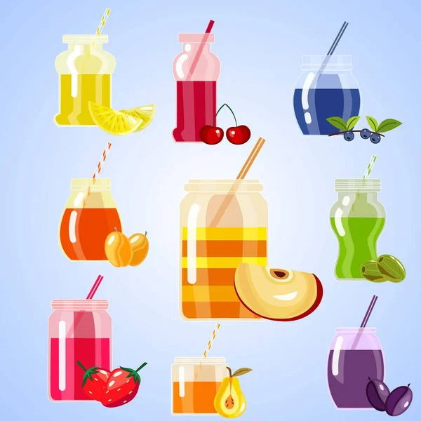 Vector Ilustración Fruta Jugo Icono Juego Bebidas Hortalizas Símbolo Para — Vector de stock