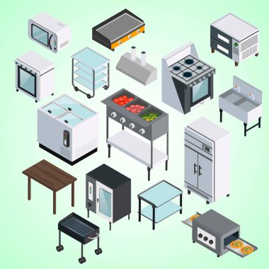 Mutfak aletleri seti, düz tasarım tarzı.