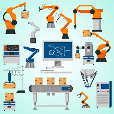robotik kol fabrikası vektör kavramı