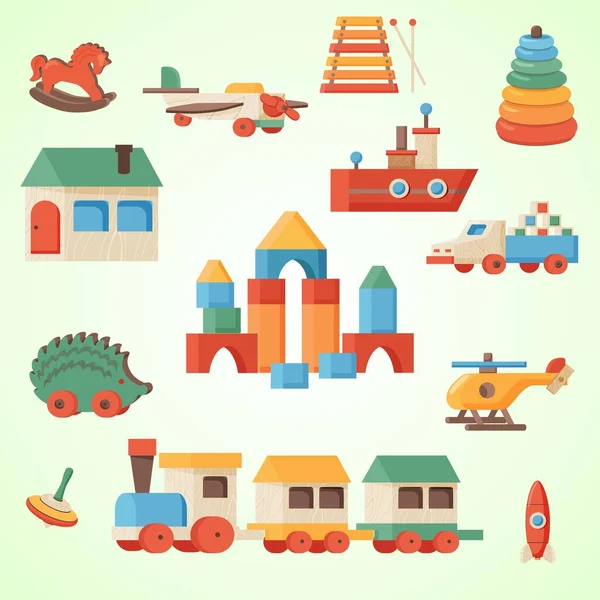 Bir grup çocuk oyun alanı ikonu. Çizgi film tarzı illüstrasyon. Çocuklar oynuyor, tren, oyuncak tren, çocuk parkı, tren, kamyon, tren,