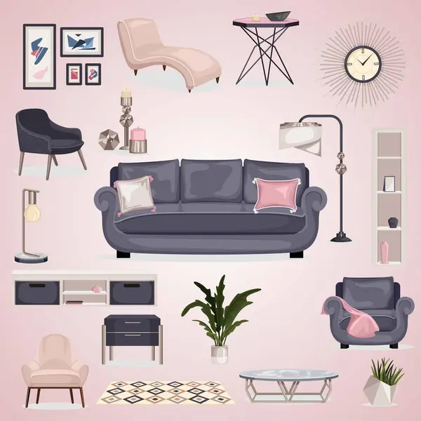 Kanepesi, kanepesi, televizyonu, kahvesi, televizyonu olan modern oturma odasının içinde..