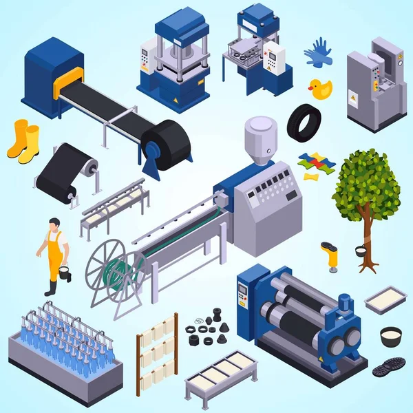 Ilustracja Wektora Izometrycznego Fabryki Zakładu Przemysłowego — Wektor stockowy