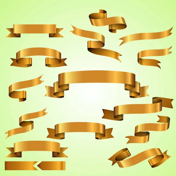 vektör kümesi altın kurdele pankartları