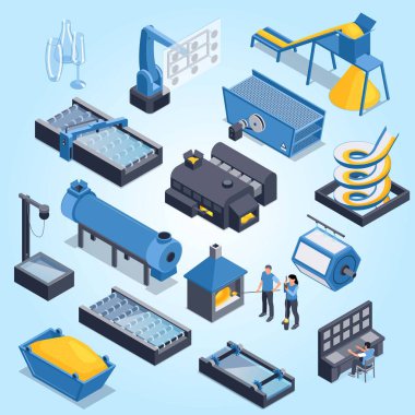 Fabrika üretim konsepti izometrik