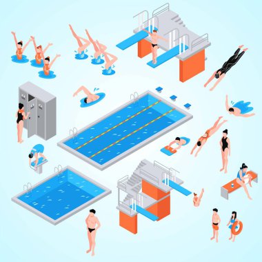 yüzme havuzu izometrik görünümü