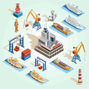liman izometrik set dağıtım fabrikası küresel kurye kutusu